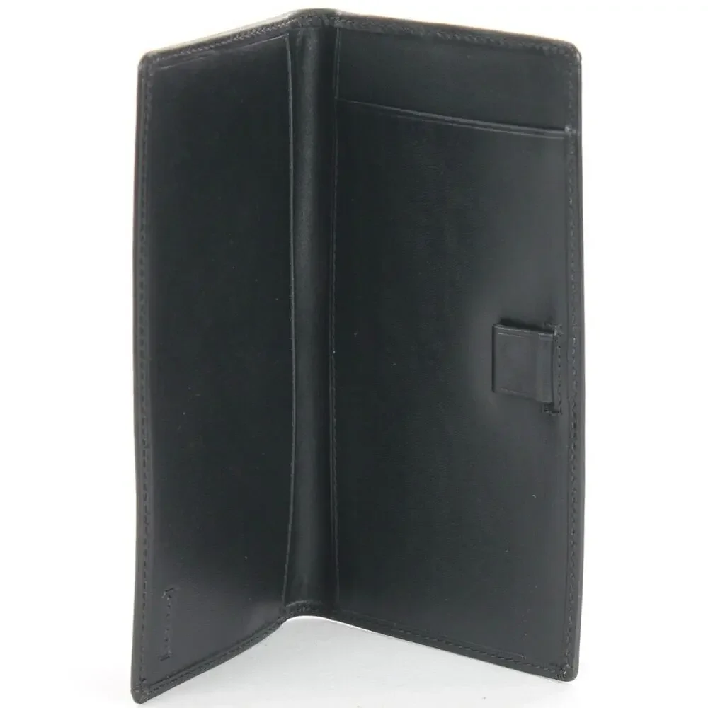Coach Vintage Black Leather Silver Buckle Trifold Checkbook Wallet
